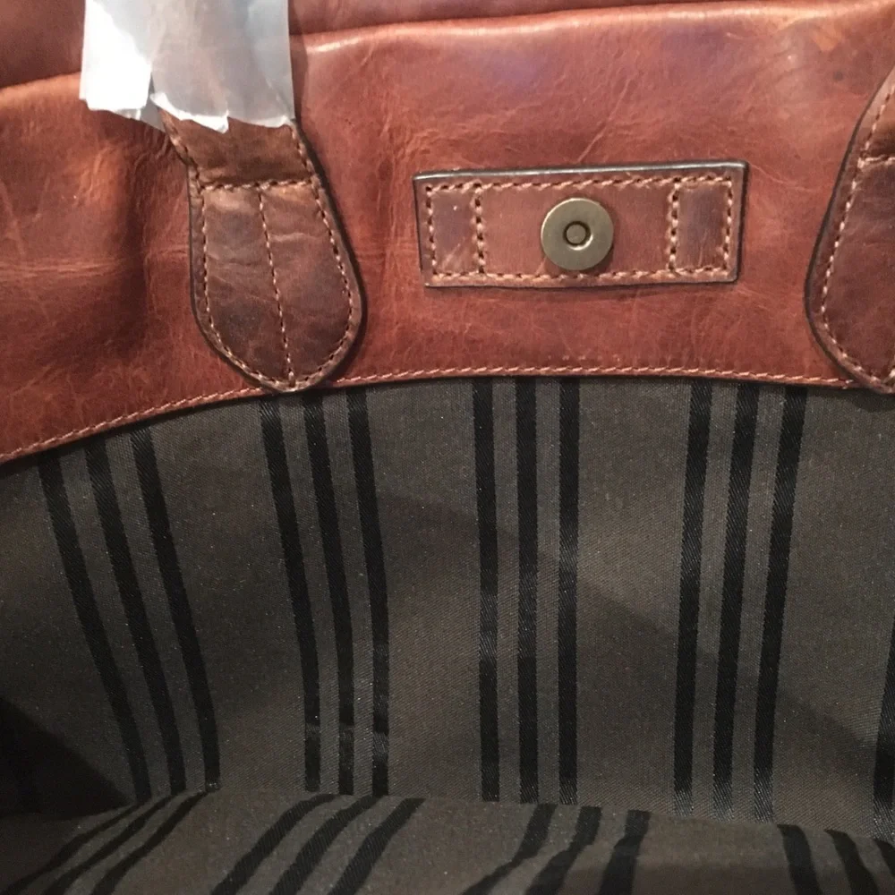 NWOT Frye Logan Slim Leather Briefcase - cognac